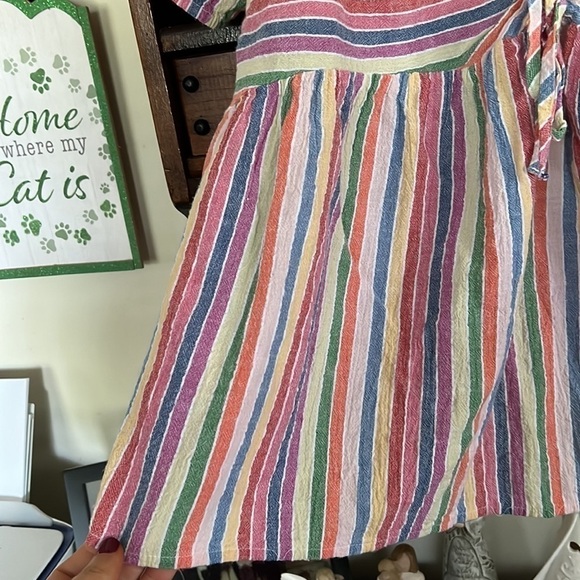 LANE BRYANT Multi Stripe Crinkle Cotton Top w/Cinched Tie Front, Sz 22, GUC. - Picture 6 of 7